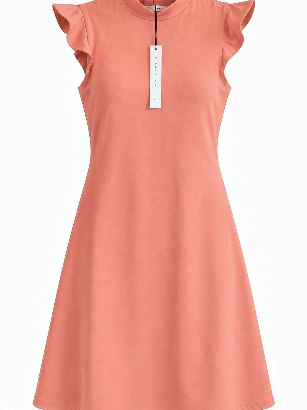 Susana Monaco Ruffle Detail Mock Neck Mini Dress Blush Pink Small NWT